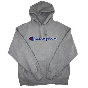 Vtg Champion Hoodie Reverse Weave Large Logo Spell Out Y2K